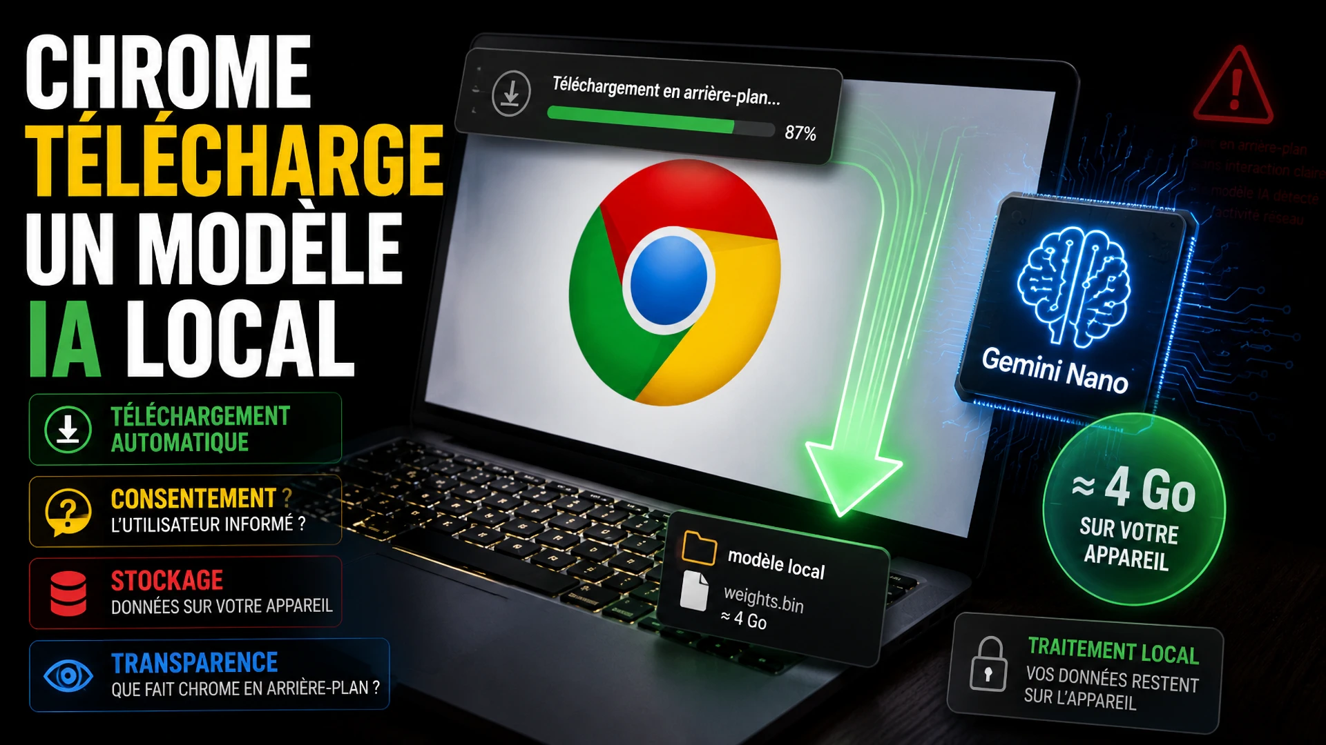 Chrome télécharge un modèle IA de 4 Go sur certains PC