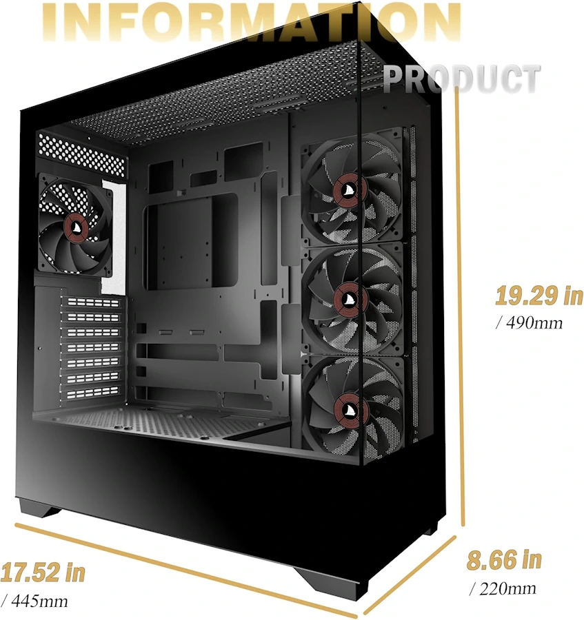 KEDIERS P4 — boîtier ATX panoramique avec 4 ventilateurs 120 mm image 2