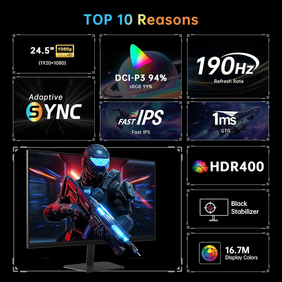 KTC H24F8 — écran gaming 24" Full HD Fast IPS 180 Hz / 190 Hz image 2