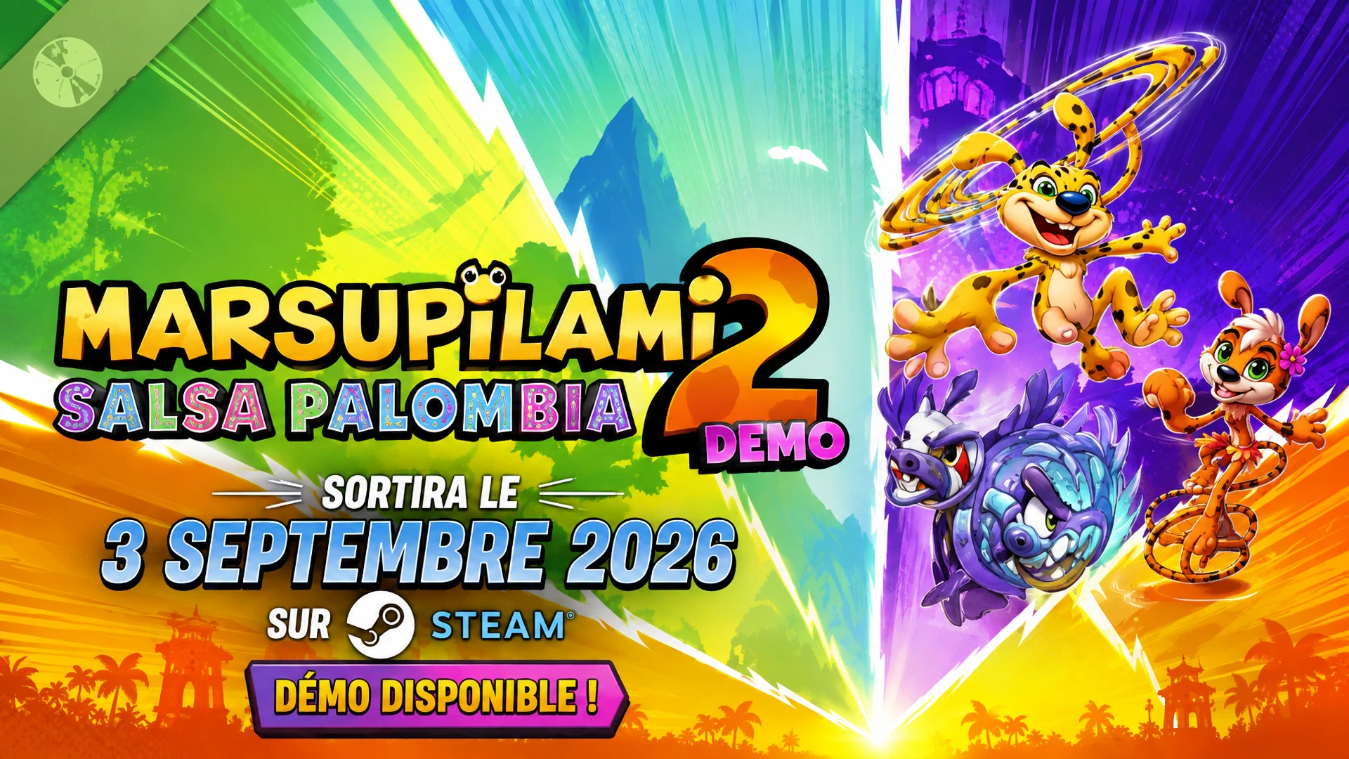 Marsupilami 2 - Salsa Palombia sortira le 3 septembre 2026 sur Steam avec une démo disponible