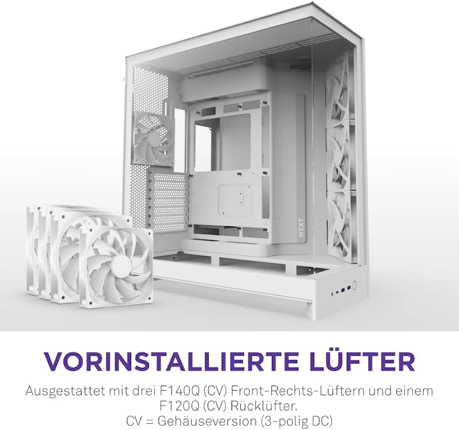 NZXT H9 Flow 2025 Blanc — boîtier double chambre haute ventilation