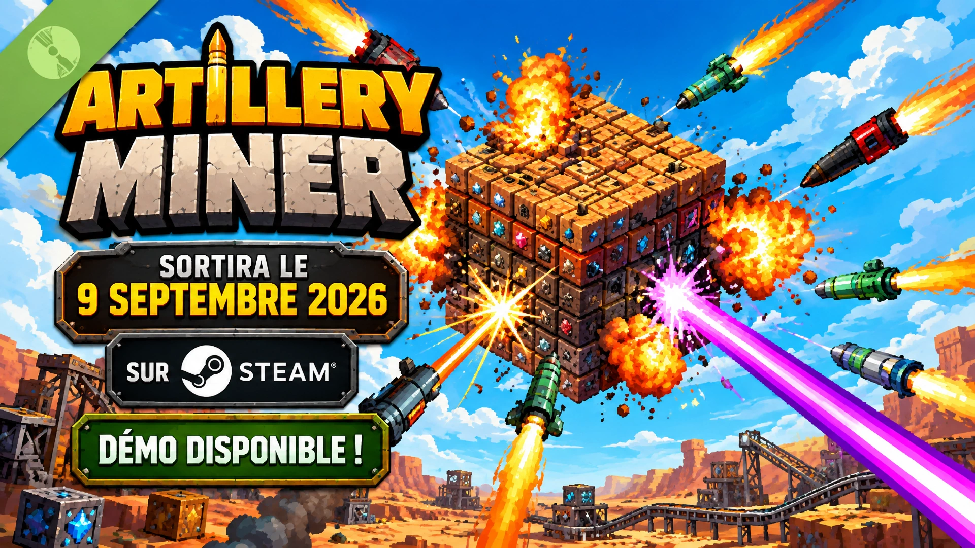 Artillery Miner sortira le 9 septembre 2026 sur Steam avec une démo disponible